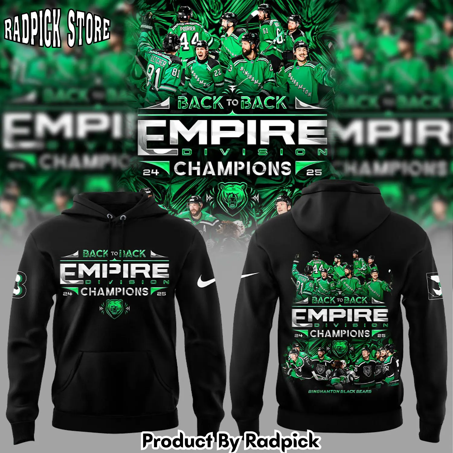 Binghamton black bears empire division champions v2 hoodie joggers hoodie and long pants set rp291911